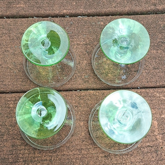 Set of 4 Vintage Tiffin Uranium Stemware Glasses - Picture 4 of 6